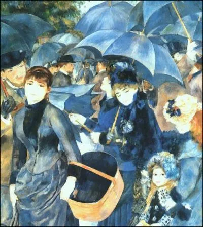 Quel peintre, dans ce ce tableau intitul   Les parapluies   a exprim tout son intrt pour la vie quotidienne, l'enfance et la figure fminine ?