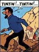 Le capitaine s'inquite pour le sort de Tintin et va casser sa bouteille de whisky.