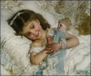 Emile Munier a peint cette charmante enfant souriante et sa poupe. Quel titre a-t-il donn  son tableau ?