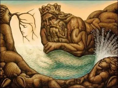 Voici une belle oeuvre en trompe-l'oeil, prsentant une sirne faite d'eau et le Dieu Neptune. Cette composition est issue de l'imagination de... ?