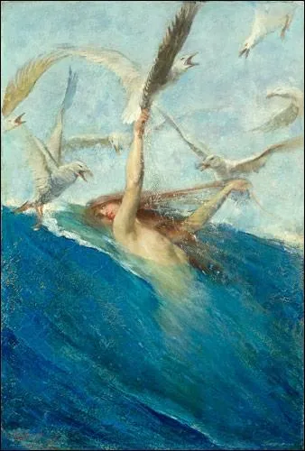 Une oeuvre toute en cume et en mouvement que cette trs belle   sirne et les mouettes , de l'artiste... ?