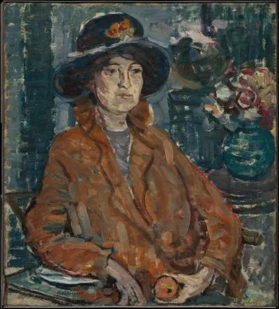 Quel peintre amricain est l'auteur de la toile  Femme dans un manteau brun  ?