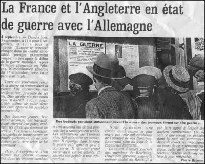  quelle date la France et l'Angleterre dclarent-elles la guerre  l'Allemagne ?