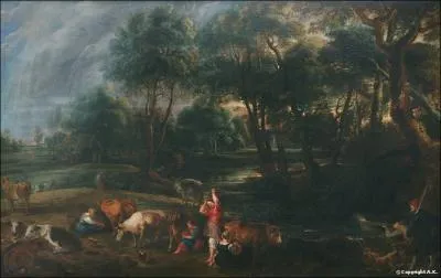 Qui a peint Paysage avec des vaches et chasseurs de canard ?