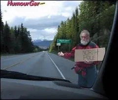 Ce Pre Noel veut rentrer chez lui, mais ou est-ce d'aprs cette photo ?