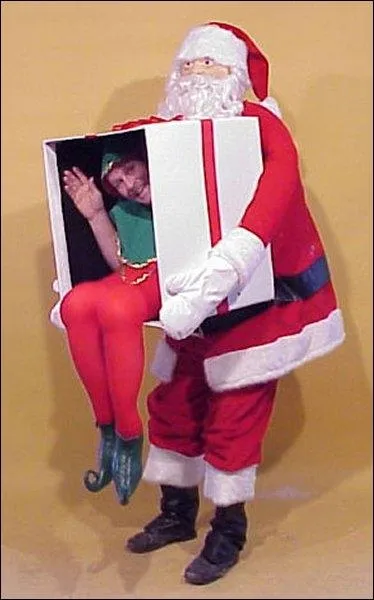 De quelle couleur sont vtus les lutins qui l'accompagnent ?