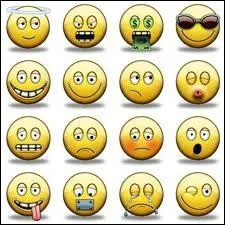 On voit ___ smileys avec une expression positive.