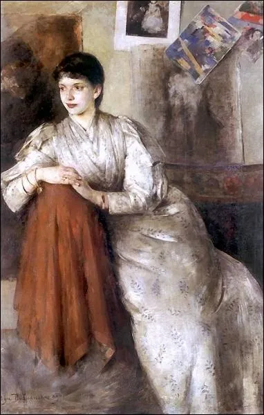 Portrait de femme en robe blanche, 1890