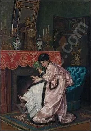 Qui a peint  Femme  l'ventail devant la chemine  ?
