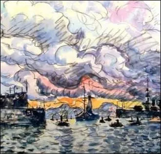 Quel peintre, considr comme le pre du pointillisme et dsign comme peintre officiel de la marine en 1915 est l'auteur de ce tableau reprsentant le port de Toulon ?