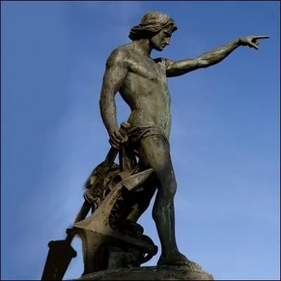 Que reprsente cette statue rige sur le carr du port plus souvent dsigne par les toulonnais  de Cuverville  , en raison de l'orientation d'une partie de son anatomie ?