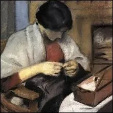 Qui a peint  Elizabeth Gerhardt cousant  ?