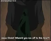 Sur qui tombe Sabo  Fushia quand il y a le feu ?