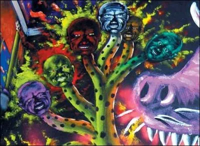 A les combattre elle s'(... ), Elle pousse des cris aigus.