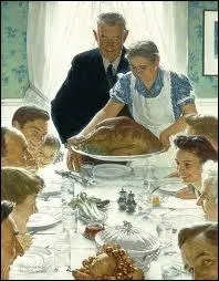 Quel peintre amricain est l'auteur de la toile  Thanksgiving  ?