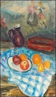 Qui a peint  Fruits sur la nappe  carreaux  ?