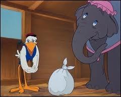 Dans Dumbo, o se trouve Madame jumbo quand la cigogne apporte son bb ?