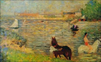 Qui a peint Cheval blanc et cheval noir dans l'eau, tude pour une baignade  Asnires ?