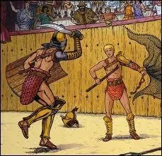 Qui est ce  gladiateur  qui tient un filet ?