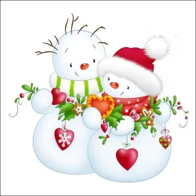 Regardez ce joli couple de bonhommes de neige : ils s'aiment et portent des coeurs. Attention, cliquez sur l'image pour agrandir, et ouvrez bien vos yeux, combien y a-t-il de coeurs sur l'image ?