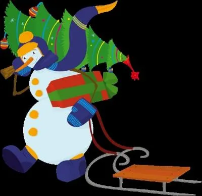 Regardez ce bonhomme qui ramne un sapin de nol  la maison : combien porte-t-il de pices de vtement de couleur bleue ?