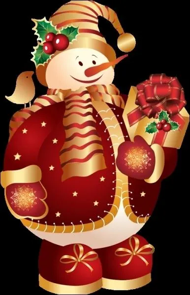 Regardez ce joli bonhomme de neige en tenue d'apparat : il y a combien de jolis noeuds sur l'image, si on ne compte pas dedans le noeud fait  son charpe pour la mettre autour de son cou ?