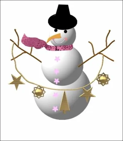 Regardez ce bonhomme de neige qui tient une guirlande pour le sapin de nol : combien y a-t-il d'toiles accroches  la guirlande ?