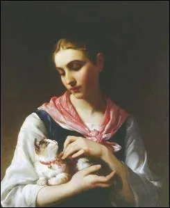 Qui a peint  Jouant avec le chaton  ?