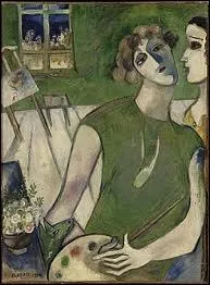 Parmi ses premires oeuvres, voici autoportrait en vert que l'artiste a peint en 1914 :