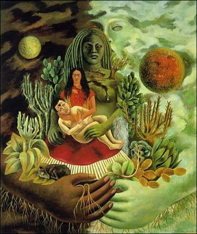 L'étreinte d'amour de l'univers (1949) par l'artiste du Mexique dont l'oeuvre a été fortement influencée par son handicap (1906-1954).