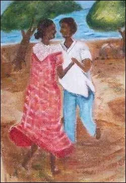 Danse de la Runion, elle se pratique en dandinant les hanches et en tournoyant sur soi, et l'homme autour de la femme.