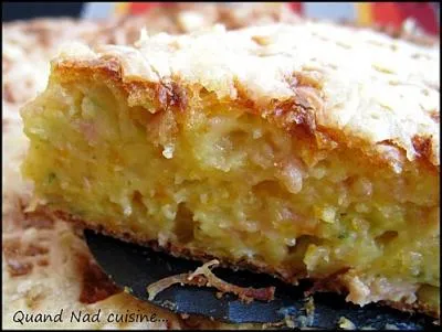 3 oeufs battus, lait, sel, poivre, muscade. Dans un plat beurr, rpartissez le jambon et le gruyre. Versez la prparation et faites cuire.