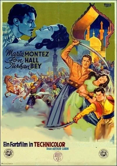 Film amricain tir du conte traditionnel arabo-persan des  Mille et Une Nuits , ralispar Arthur Lubin, avec Maria Montez, Jon Hall ... .