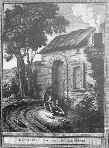  Une jeune Souris de peu d'exprience/ crut flchir un vieux Chat, implorant sa clmence (... ) Laissez-moi vivre une Souris de ma taille et de ma dpense est-elle  charge dans ce logis ?  ... .