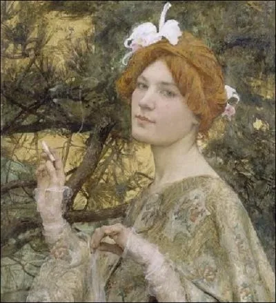 Ce tableau du peintre Edgard Maxence  Femme  l'orchide  , xcut en 1900 tait une commande pour illustrer quel genre de publicit ?