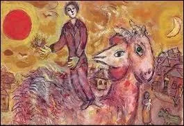 Coucher de soleil et coq au double profil.