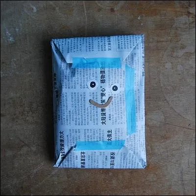 Qu'il est original celui-ci, et somme toute bien mignon : le papier collant fait exprs de se faire remarquer, et des gommettes lui donnent un visage souriant. D'aprs le papier, il est ?