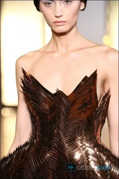 Je pourrais aussi la jouer futuriste avec cet tonnant modle d'Iris Van Herpen,  la teinte dore mtine de ?