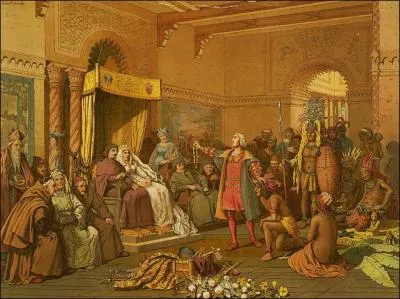 Au nom de qui Colomb entreprend-il son voyage et fait la conquête de terres nouvelles ?