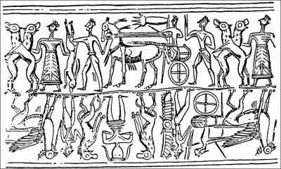 Que peut-on voir sur certaines gravures sumriennes, 4000 ans avant Jsus-Christ ?