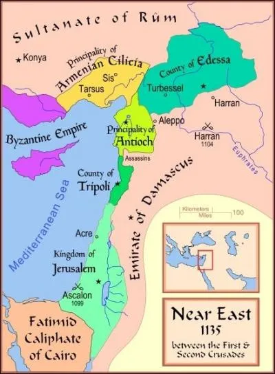 A part le royaume de Jrusalem, quels sont les 3 autres Etats crs par les croiss en Syrie-Palestine ?