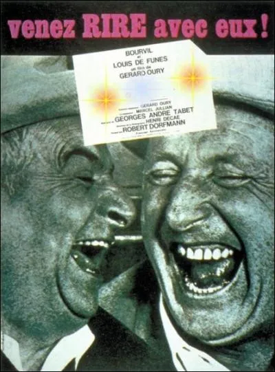 Irrsistible tandem Bourvil-de Funs dans un film de Grard Oury (1964) o l'on rit toujours des mimiques de ces deux comdiens ... .