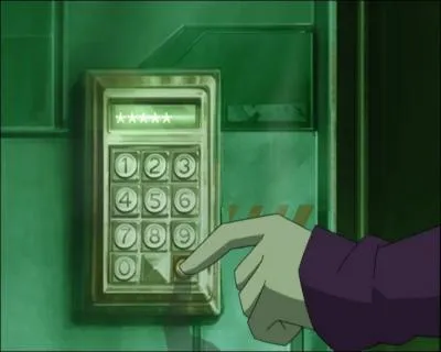 Epiosde 71,  Premier Voyage  : Lorsque les hros sortent du labo pour aller dans la salle des scanners, quel code Odd tape-t-il pour activer le monte charge ? (6 chiffres, non 5 comme sur l'image)