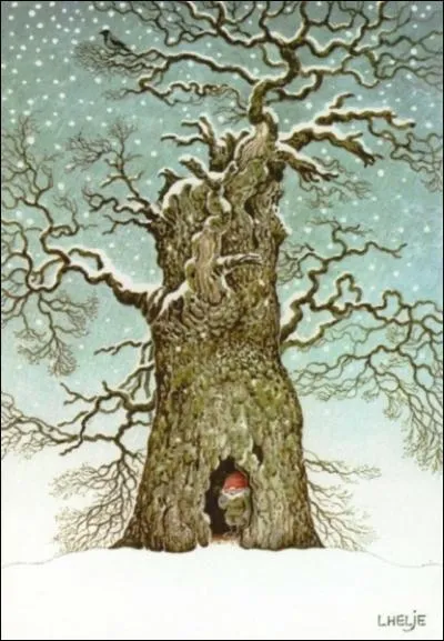 Pour un gnome, pas de meilleur abri qu'un tronc d'arbre. Quel habit a-t-il choisi pour se camoufler ? (CLIQUER sur l'image pour l'agrandir. )