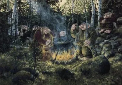 Mais attention aux mauvaises rencontres ! Combien de trolls F. Hesse Bredenberg a-t-il peints autour de cette marmite ? (CLIQUER sur l'image pour l'agrandir. )