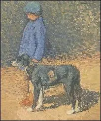 Jeune fille et chien.