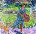 Fille jouant avec un chien.