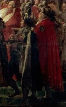 Un peu  droite encore, le marchal Berthier tient le globe surmont d'une croix. A sa droite, le boiteux ministre des relations extrieures, rput pour avoir trahi tous ceux qu'il a servi :