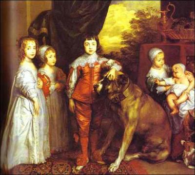 Enfants de Charles Ier et leur dogue de combat, 1637