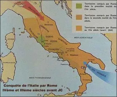 Au IIIe sicle, Rome est enfin matresse de toute l'Italie. Retrouvez la date.